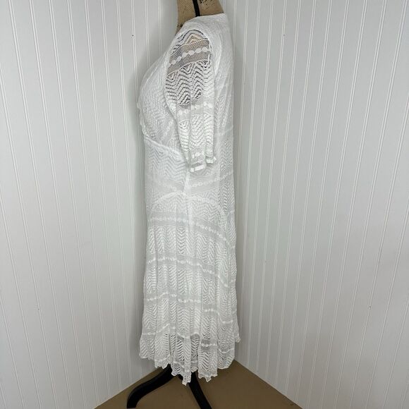 Chris McLaughlin White Lace Dress Womens Sz 14 Bachelorette Party Beach Boho - Picture 3 of 14